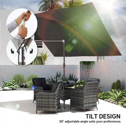 6.5x10ft Rectangle Patio Umbrella, Black Sun Umbrellas at Gallery Canada