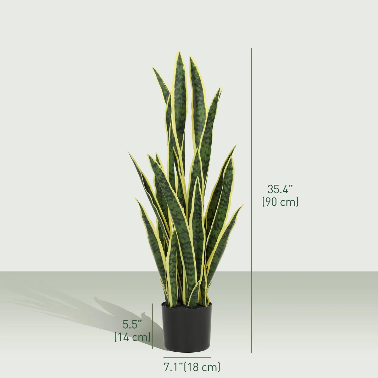 Artificial Tree, 35.4" Artificial Snake Plant with 21 Leaves in Pot for Home, Office, and Living Room, Green Artificial Trees at Gallery Canada