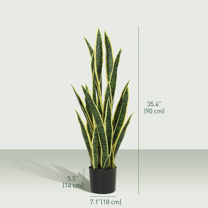 Artificial Tree, 35.4" Artificial Snake Plant with 21 Leaves in Pot for Home, Office, and Living Room, Green Artificial Trees at Gallery Canada