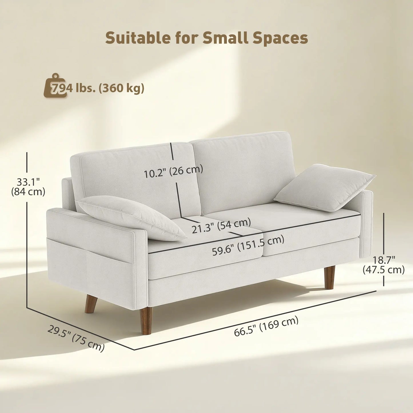 3 Seater Sofa, Velvet Upholstered Couch, Cream White 3-Seater Sofas at Gallery Canada
