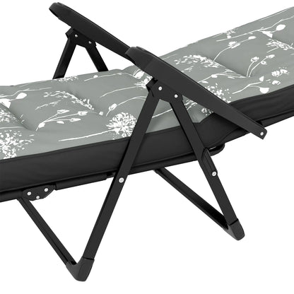 Outdoor Lounge Chair with Padded Cushion, Folding Reclining, Grey Lounger Chairs at Gallery Canada