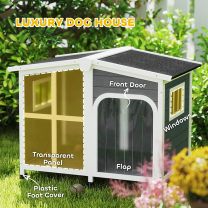 Wooden Dog House, Raised Kennel, Removable Bottom, Asphalt Roof, Dark Grey Houses, Kennels & Pens at Gallery Canada