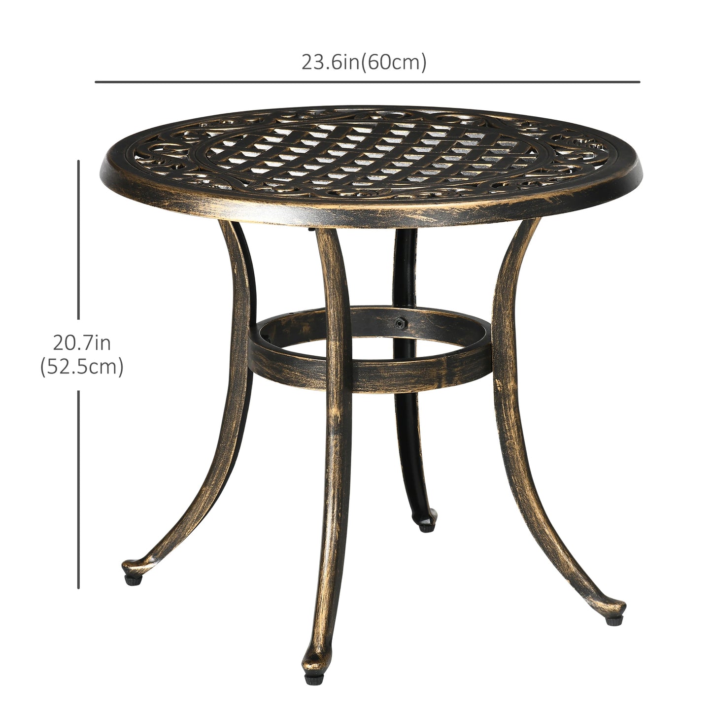23.6" Round Outdoor Side Table, Cast Aluminum Frame, Bronze Patio Side Tables at Gallery Canada