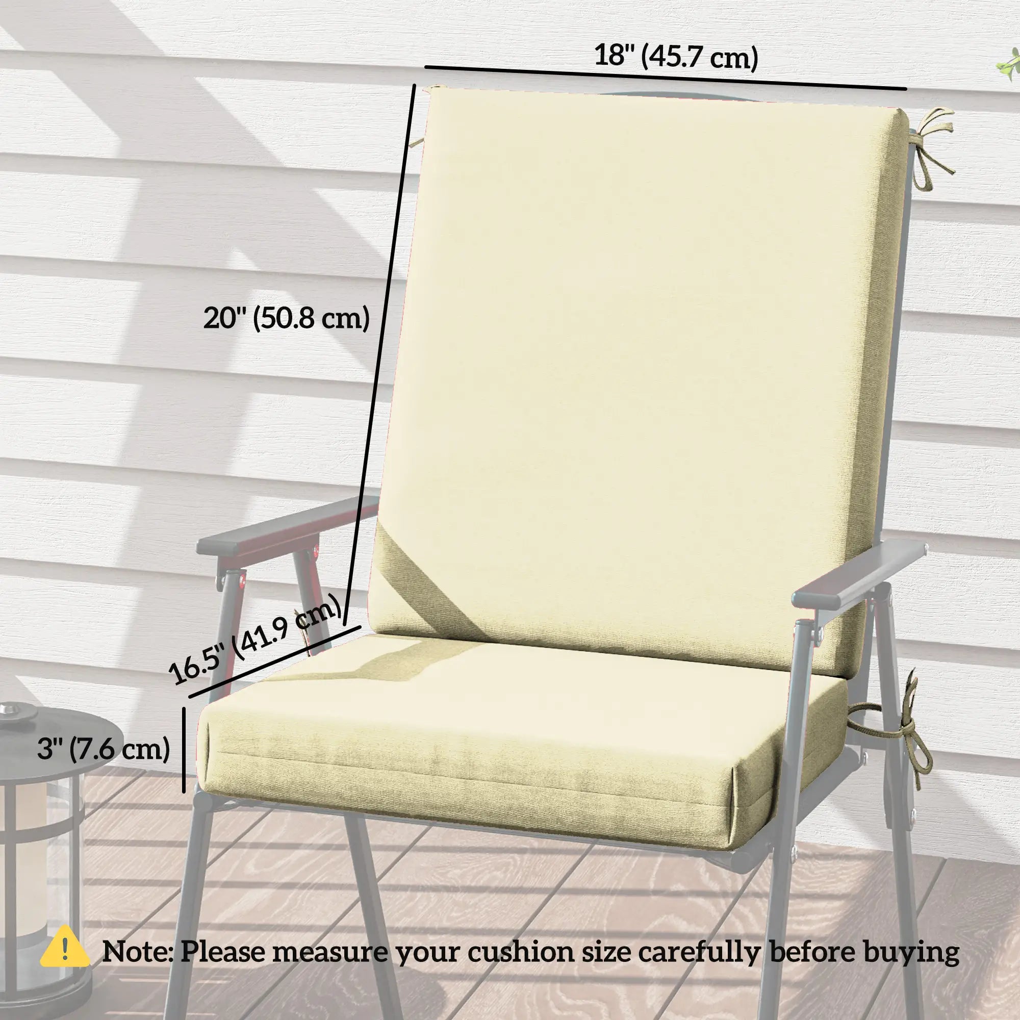 Outdoor Cushions Set of 2, Dining Chair Seat with Back, Fade-Resistant, Beige Patio Chair Cushions at Gallery Canada