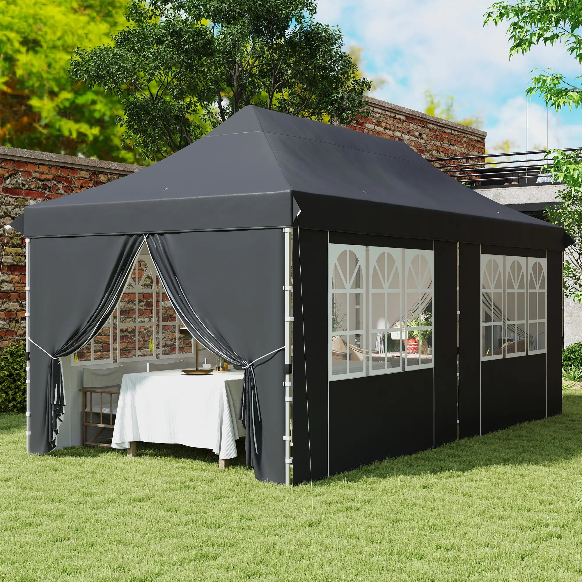 20x10 Pop Up Canopy, 6 Removable Sidewalls, Carry Bag, 6 Sand Bags, Adjustable, Grey Pop Up Canopies at Gallery Canada