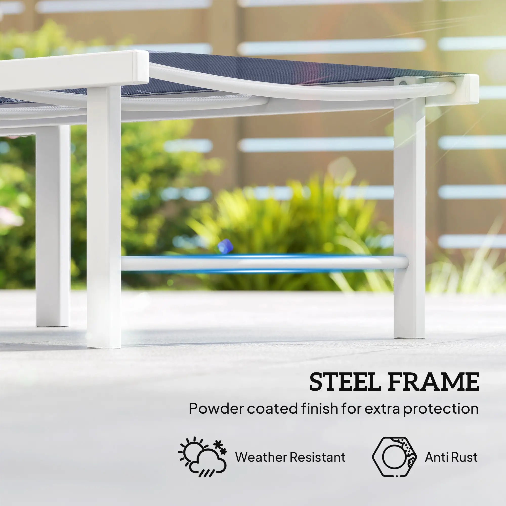 Outdoor Lounge Chair, 5-Position Reclining Chaise, Dark Blue Lounger Chairs at Gallery Canada