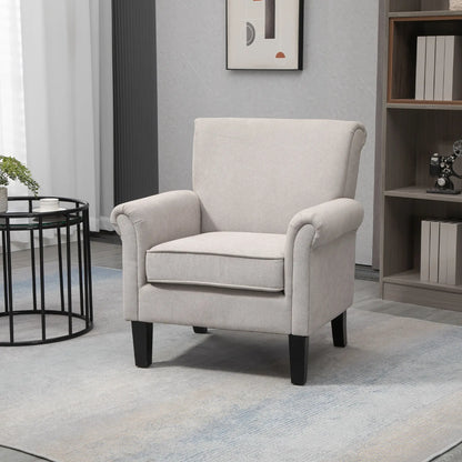 Upholstered Accent Chair, Soft Velvet Fabric, Rolled Armrest, Grey Single Sofas at Gallery Canada