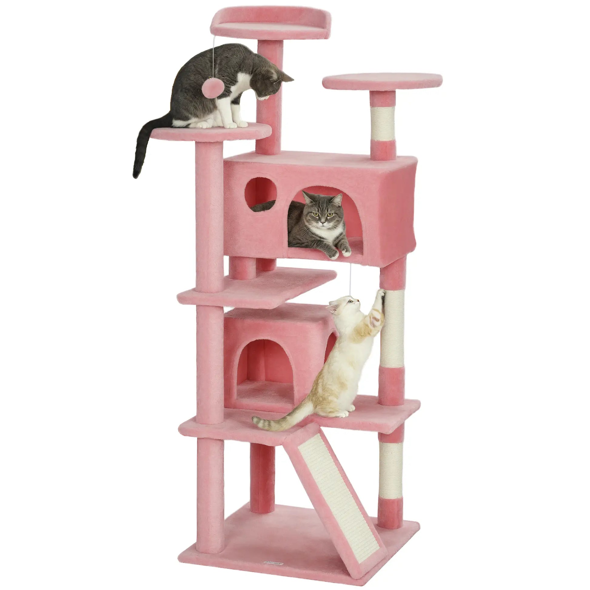54" Cat Tree, Multi-Level Tower with Scratching Posts, Condos, Pink Cat Towers at Gallery Canada