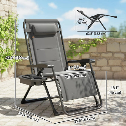Zero Gravity Chair, Reclining Outdoor Lounger, 400 LBS Capacity, Dark Grey Lounger Chairs at Gallery Canada
