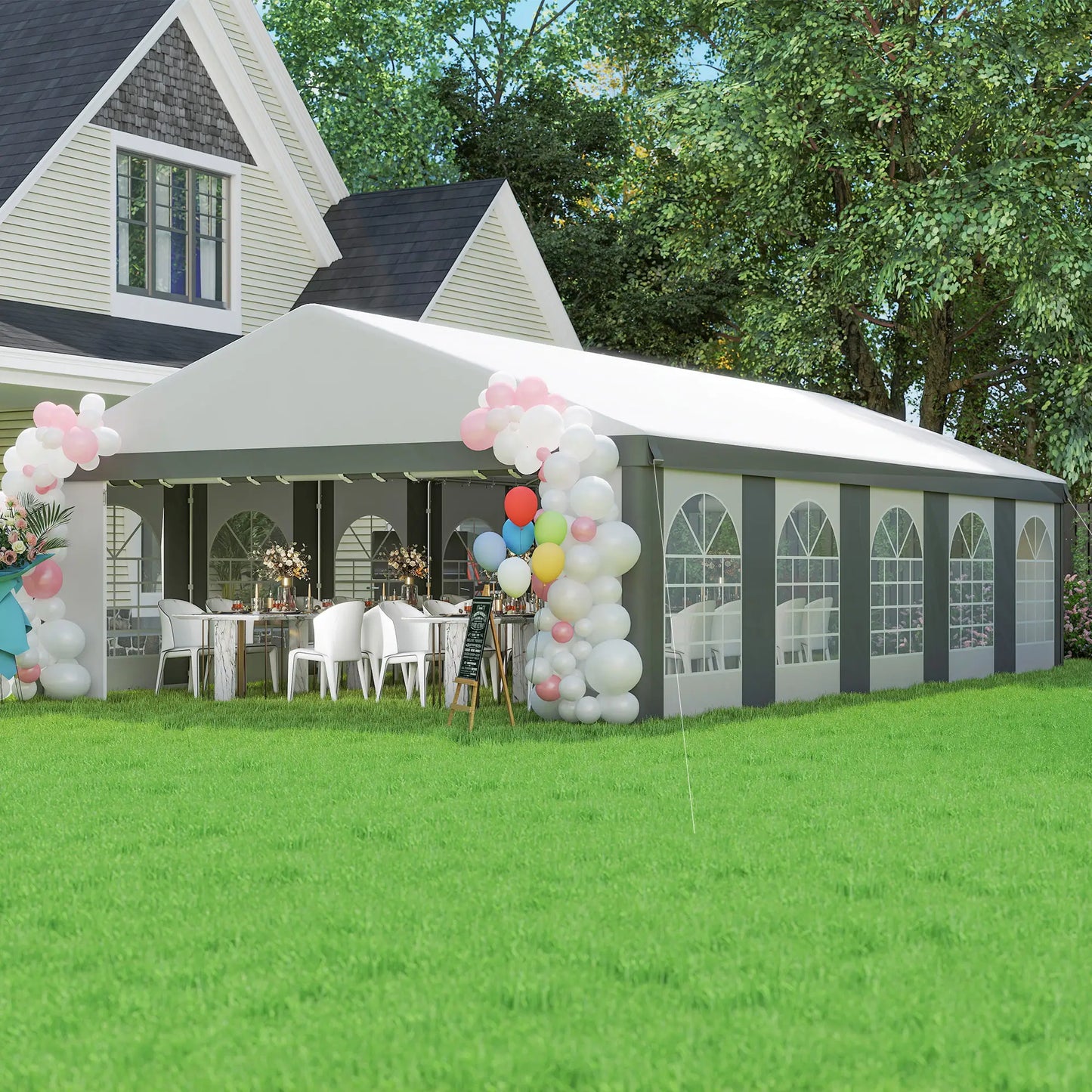 20'x33' Heavy Duty Party Tent, Portable Garage Canopy, Grey Canopy Tents at Gallery Canada