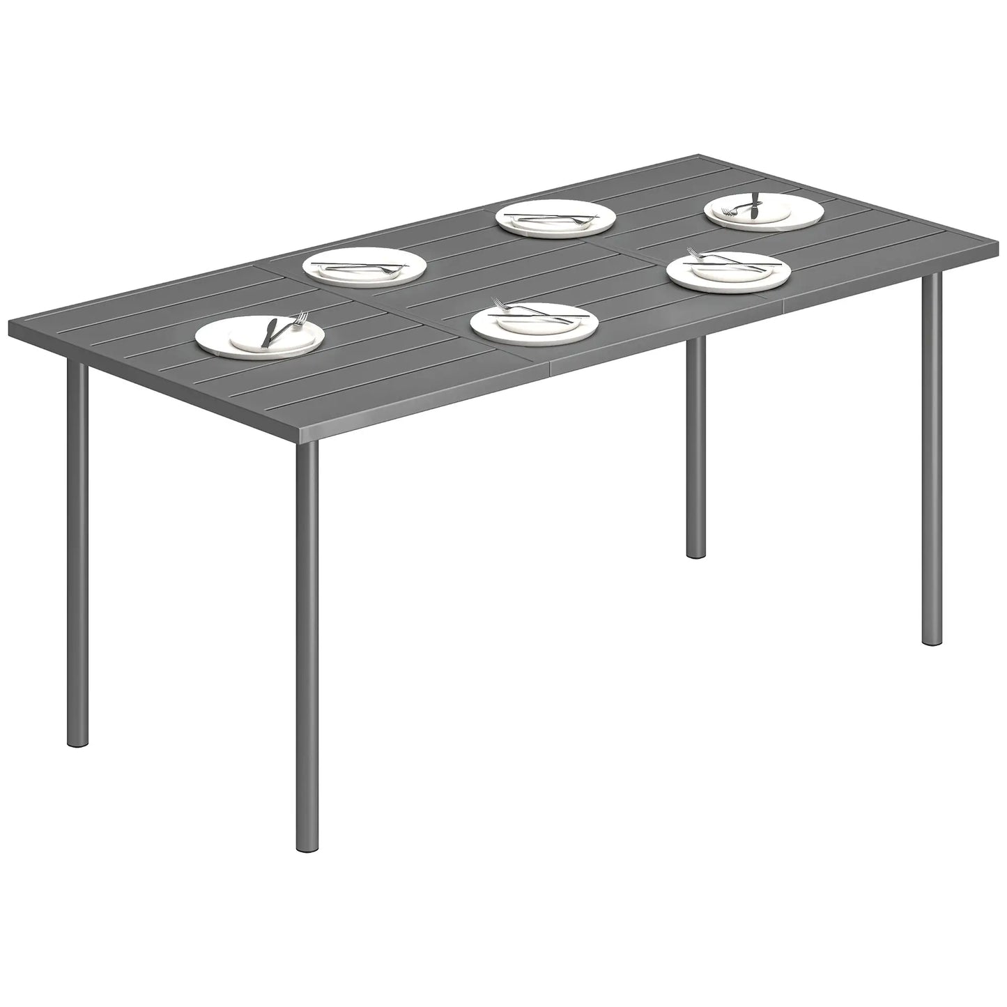 65" x 31.5" Outdoor Dining Table, Metal Rectangular Patio Table, Seats 6 Patio Dining Tables at Gallery Canada