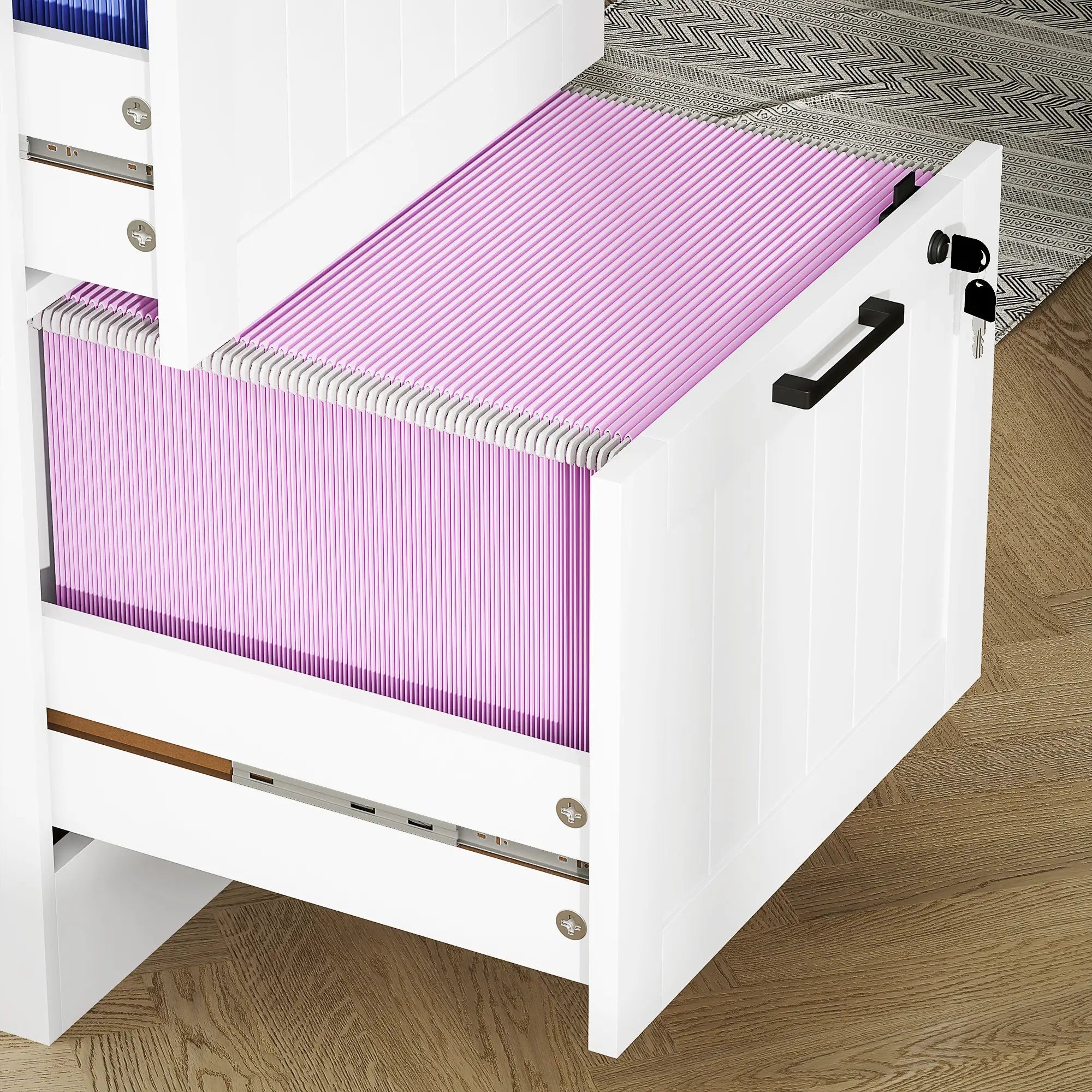 2 Drawer Filing Cabinet with Lock, Office Storage, A4 Letter Size, White Office Cabinets & Cupboards at Gallery Canada