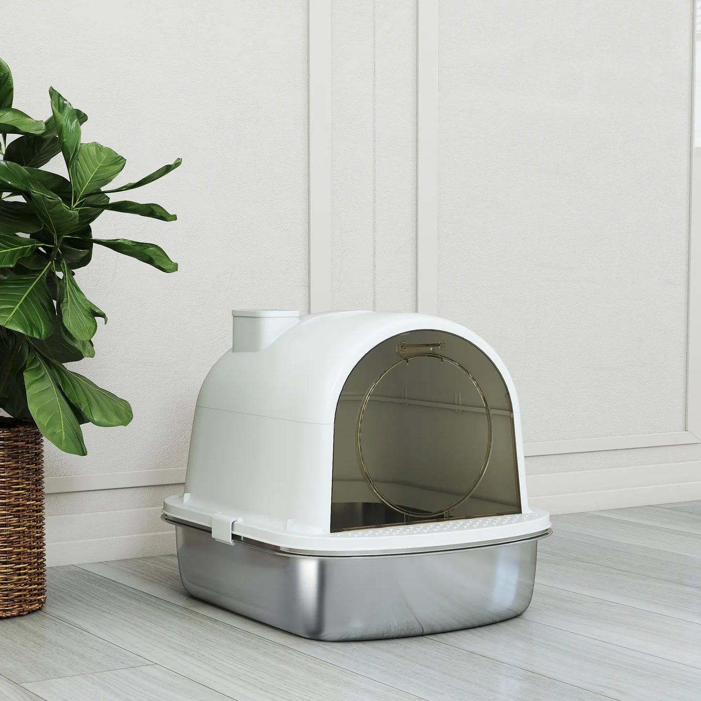 Enclosed Stainless Steel Litter Box, Metal, with Scoop, Deodorizer Bag, Handle Cat Litter Box Enclosures at Gallery Canada