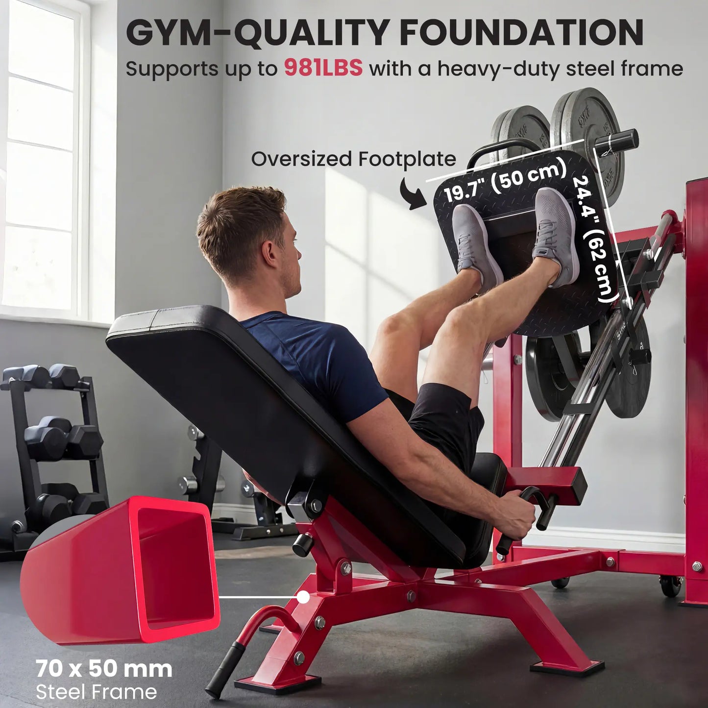 Leg Press Machine With Wheels, Calf Block, Adjustable Squat Machine, 1000 Lbs Capacity Strength Training Equipment at Gallery Canada