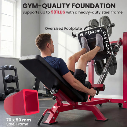 Leg Press Machine With Wheels, Calf Block, Adjustable Squat Machine, 1000 Lbs Capacity Strength Training Equipment at Gallery Canada