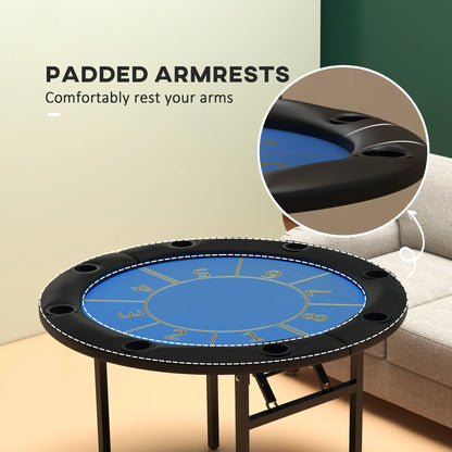 Foldable Poker Table, Texas Holdem, 47" Round, Black Game Tables at Gallery Canada