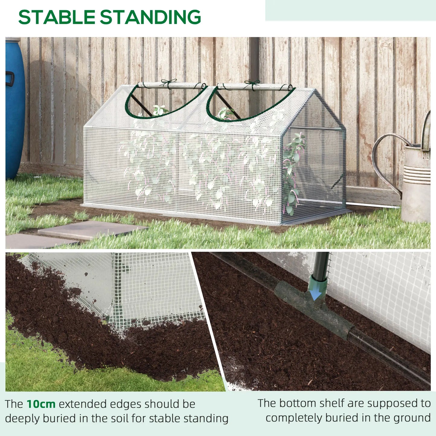 47" x 24" x 24" Mini Tunnel Greenhouse, Steel Frame, PE Cover, White Mini Greenhouses at Gallery Canada