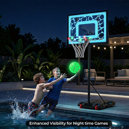 LED Pool Basketball Hoop for Driveway Night Training