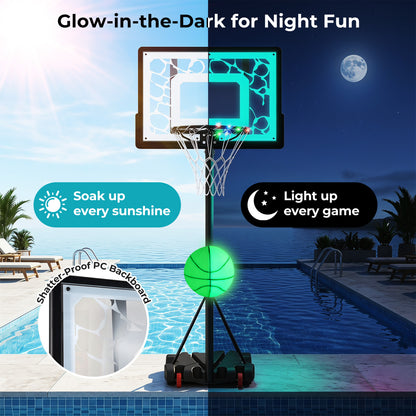 LED Pool Basketball Hoop for Driveway Night Training