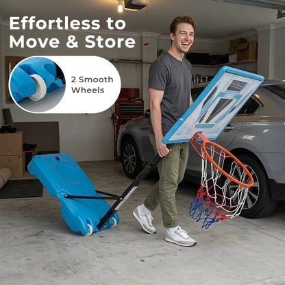 Pool Basketball Hoop, 3-Level Adjustable, Blue