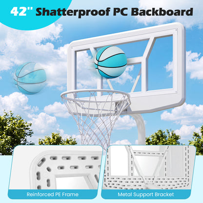 Ensemble de panier de basket pour piscine, blanc, 2 ballons et pompe