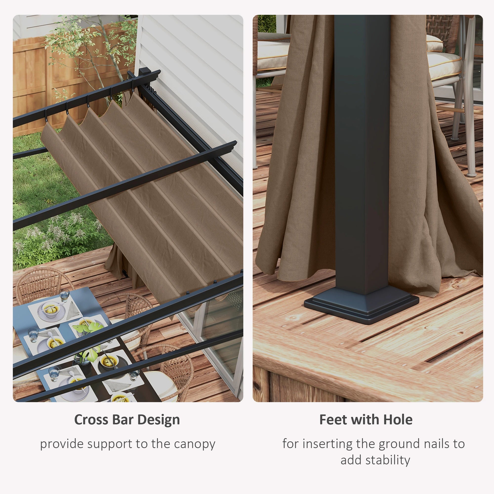 Metal Pergola, Sliding Roof Canopy, Retractable, 10' x 10', Coffee Pergolas at Gallery Canada