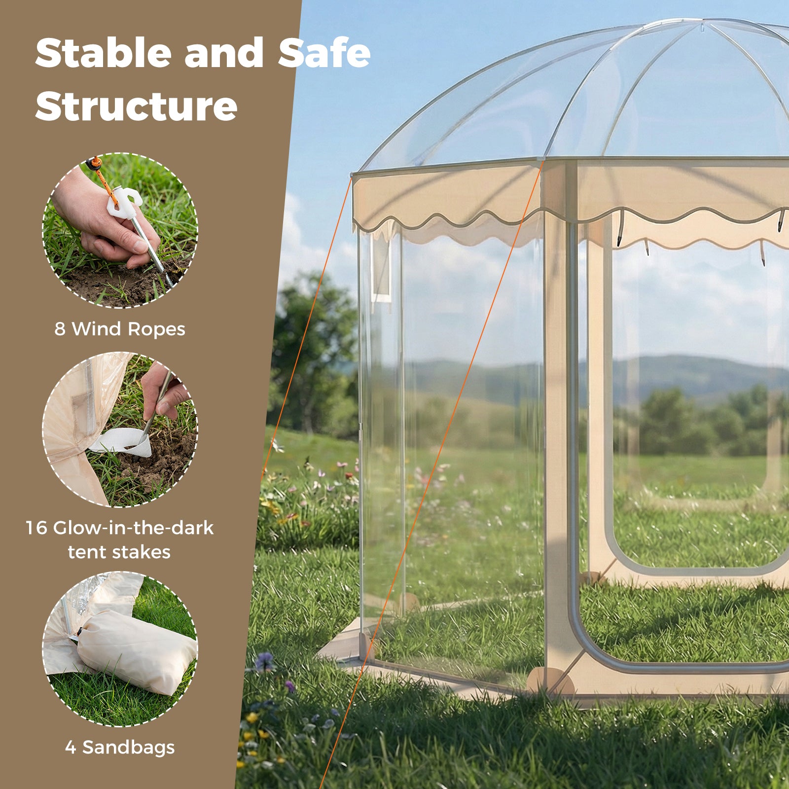 Pop Up Bubble Tent 10x10 FT for 8-10 People Weatherproof Pod with 540° Panoramic Clear PVC Tents at Gallery Canada