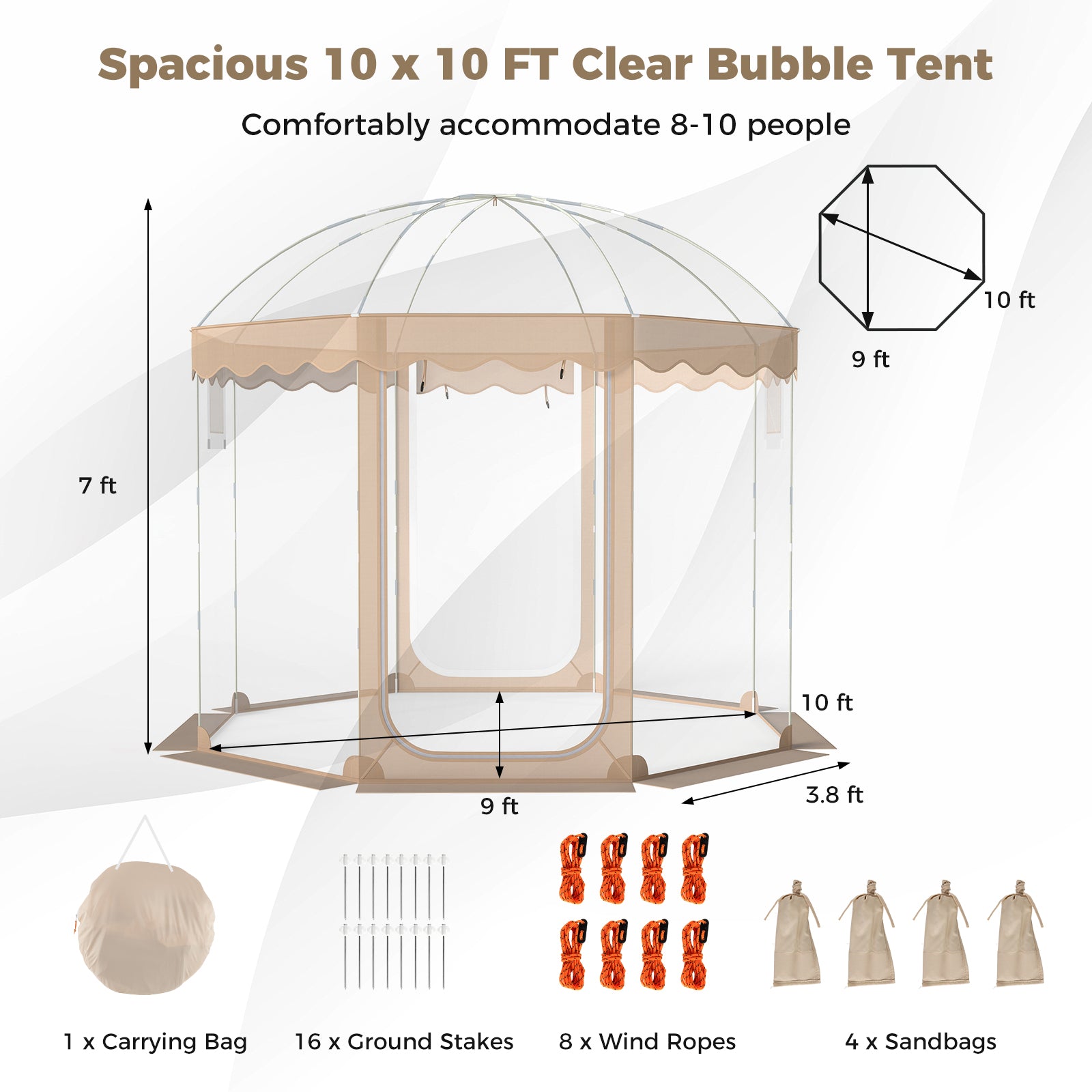 Pop Up Bubble Tent 10x10 FT for 8-10 People Weatherproof Pod with 540° Panoramic Clear PVC Tents at Gallery Canada