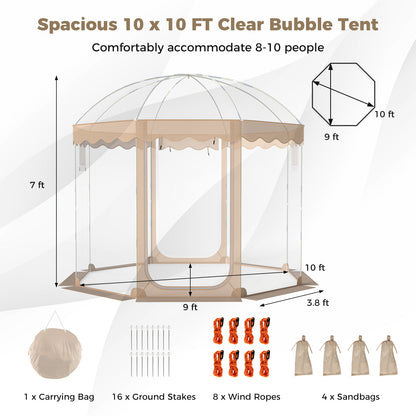 Pop Up Bubble Tent 10x10 FT for 8-10 People Weatherproof Pod with 540° Panoramic Clear PVC Tents at Gallery Canada
