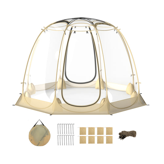 Pop Up Bubble Tent 360° Transparent PVC Igloo 8.5 x 8.5 FT Instant Setup Screen House for 5-6 People, Beige Tents Beige at Gallery Canada
