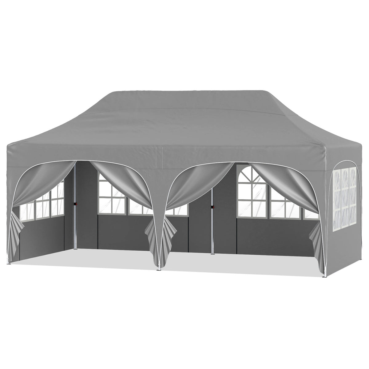 Pop Up Canopy Tent, 6 Removable Sidewalls, Gray