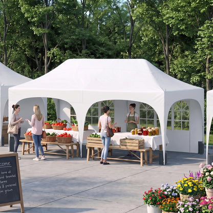 Pop Up Canopy Tent, 6 Removable Sidewalls, Patio, White