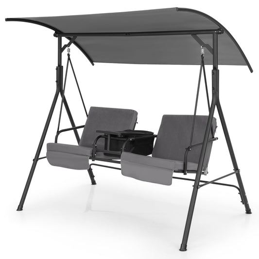 Porch Swing Chair, Adjustable Canopy, Gray Porch Swings Gray at Gallery Canada
