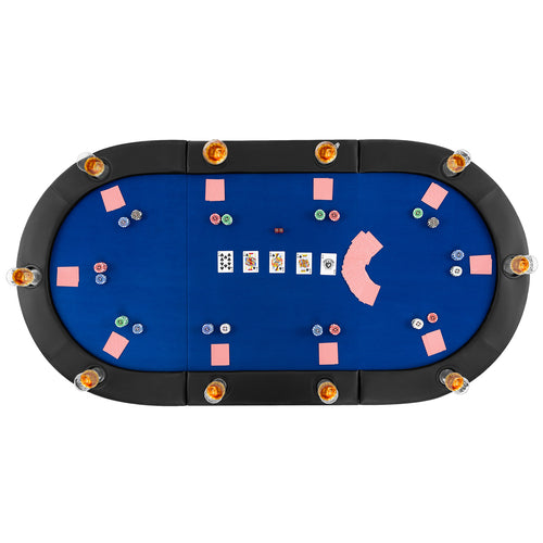 Portable 84 x 42 Inch 10-Player Foldable Padded Poker Table Top, Blue