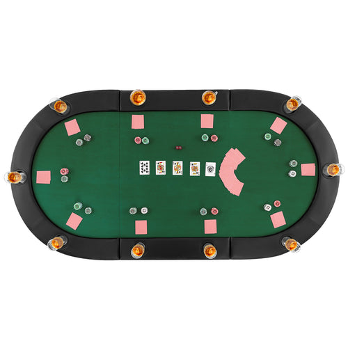 Portable 84 x 42 Inch 10-Player Foldable Poker Table Top, Green
