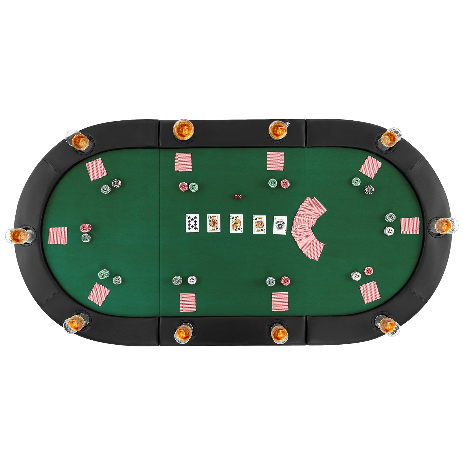 Portable 84 x 42 Inch 10-Player Foldable Poker Table Top, Green Game Room Green at Gallery Canada