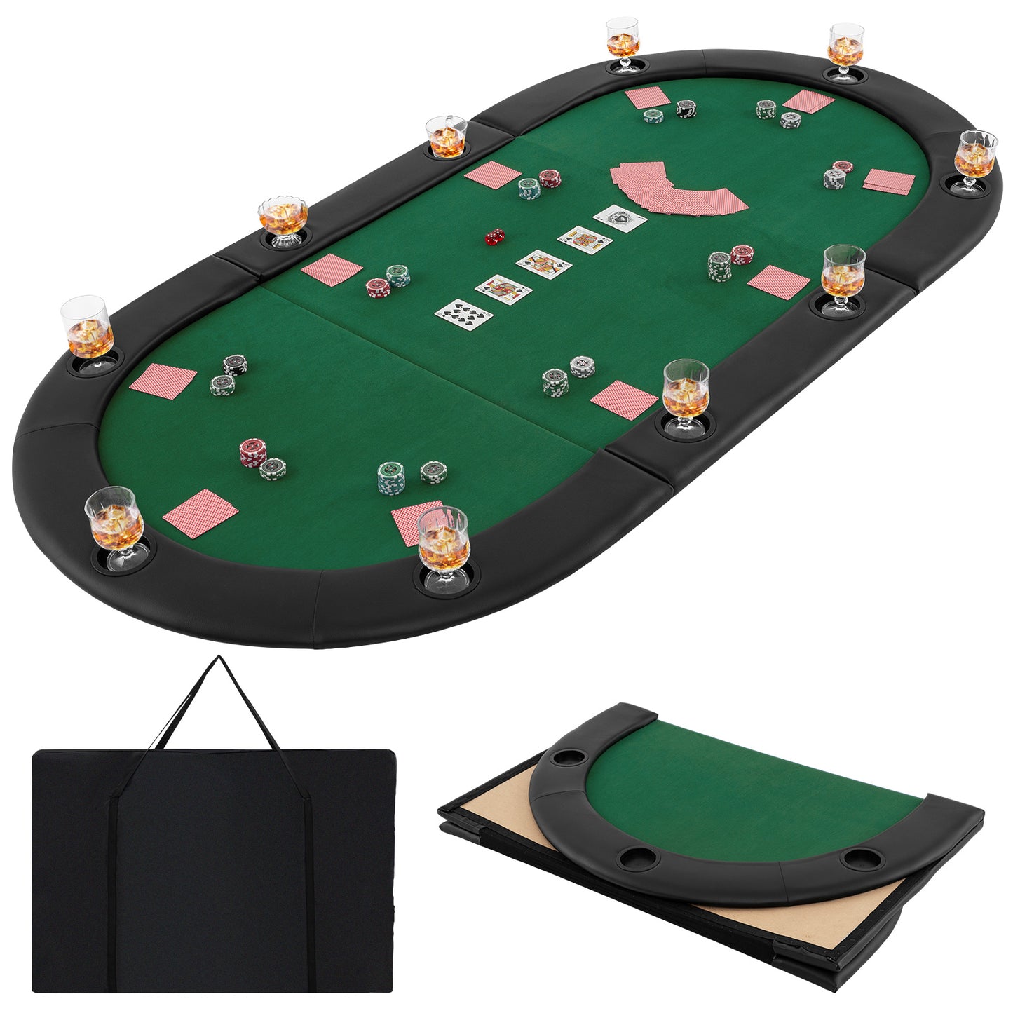 Portable 84 x 42 Inch 10-Player Foldable Poker Table Top, Green Game Room at Gallery Canada