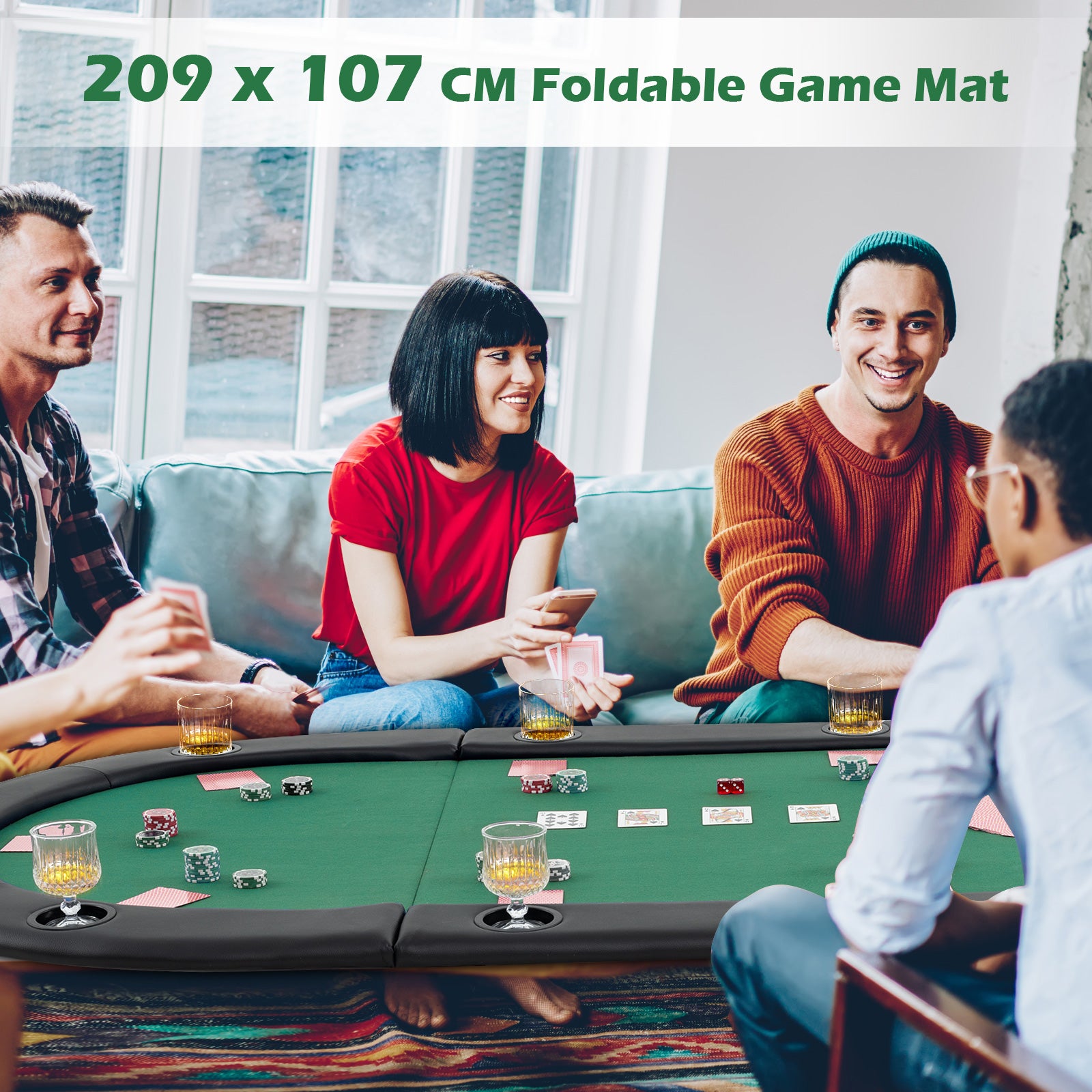 Portable 84 x 42 Inch 10-Player Foldable Poker Table Top, Green Game Room at Gallery Canada