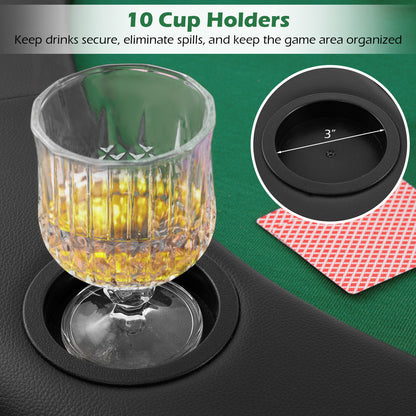 Portable 84 x 42 Inch 10-Player Foldable Poker Table Top, Green Game Room at Gallery Canada