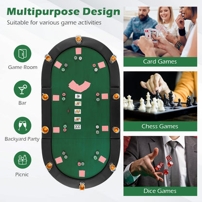 Portable 84 x 42 Inch 10-Player Foldable Poker Table Top, Green Game Room at Gallery Canada