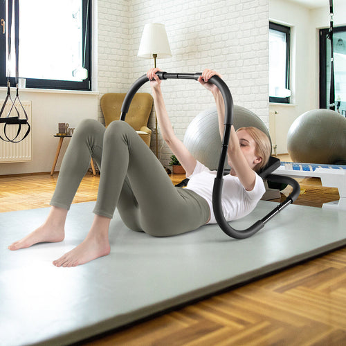 Portable Ab Trainer, Fitness Crunch Exerciser With Headrest, Black