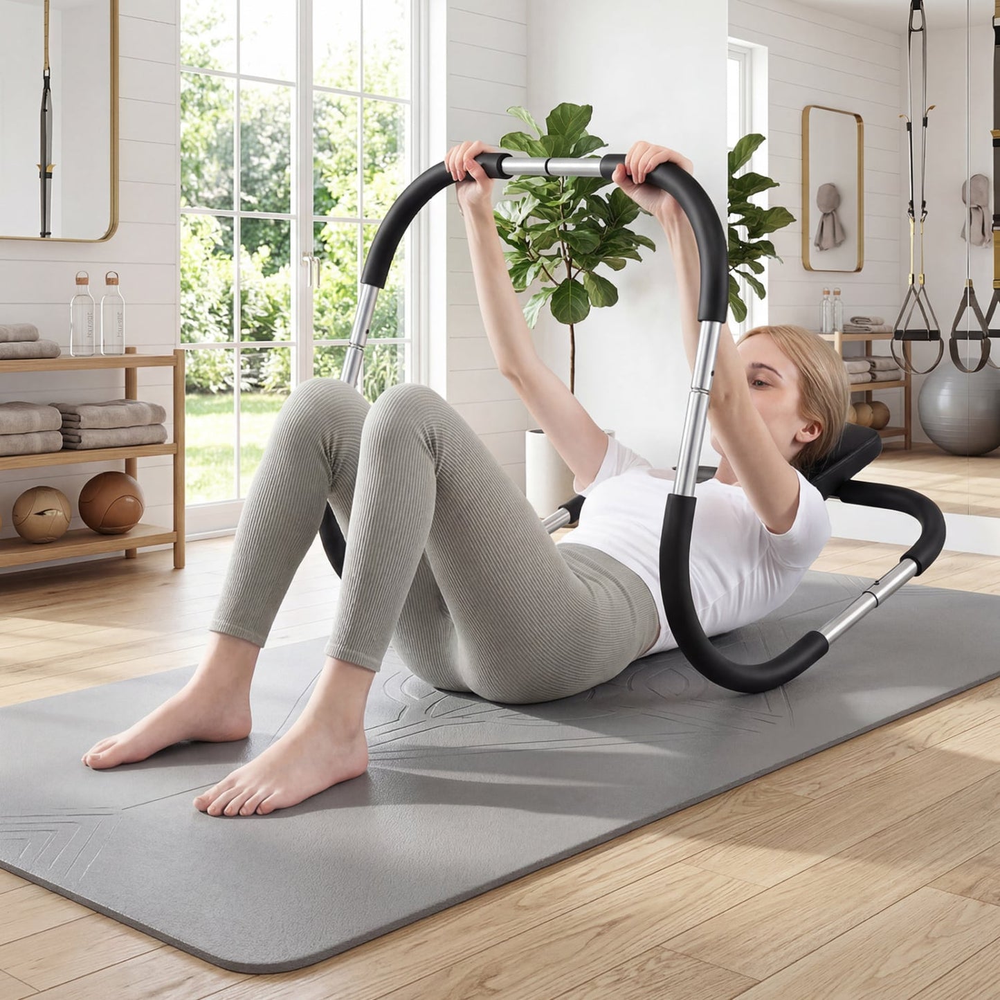 Portable AB Trainer, Headrest, Foam Handle, Silver Benches Racks & Bars at Gallery Canada
