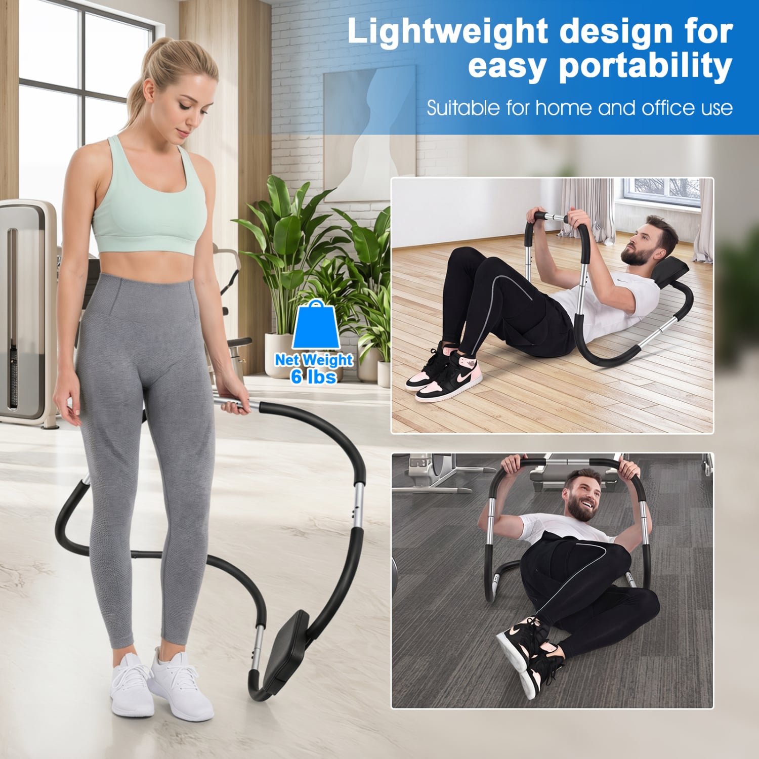 Portable AB Trainer, Headrest, Foam Handle, Silver Benches Racks & Bars at Gallery Canada