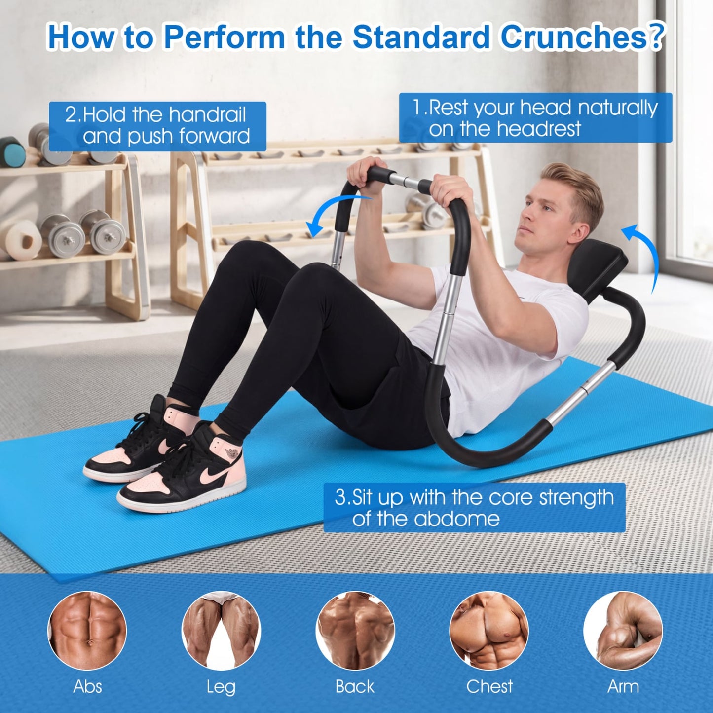 Portable AB Trainer, Headrest, Foam Handle, Silver Benches Racks & Bars at Gallery Canada