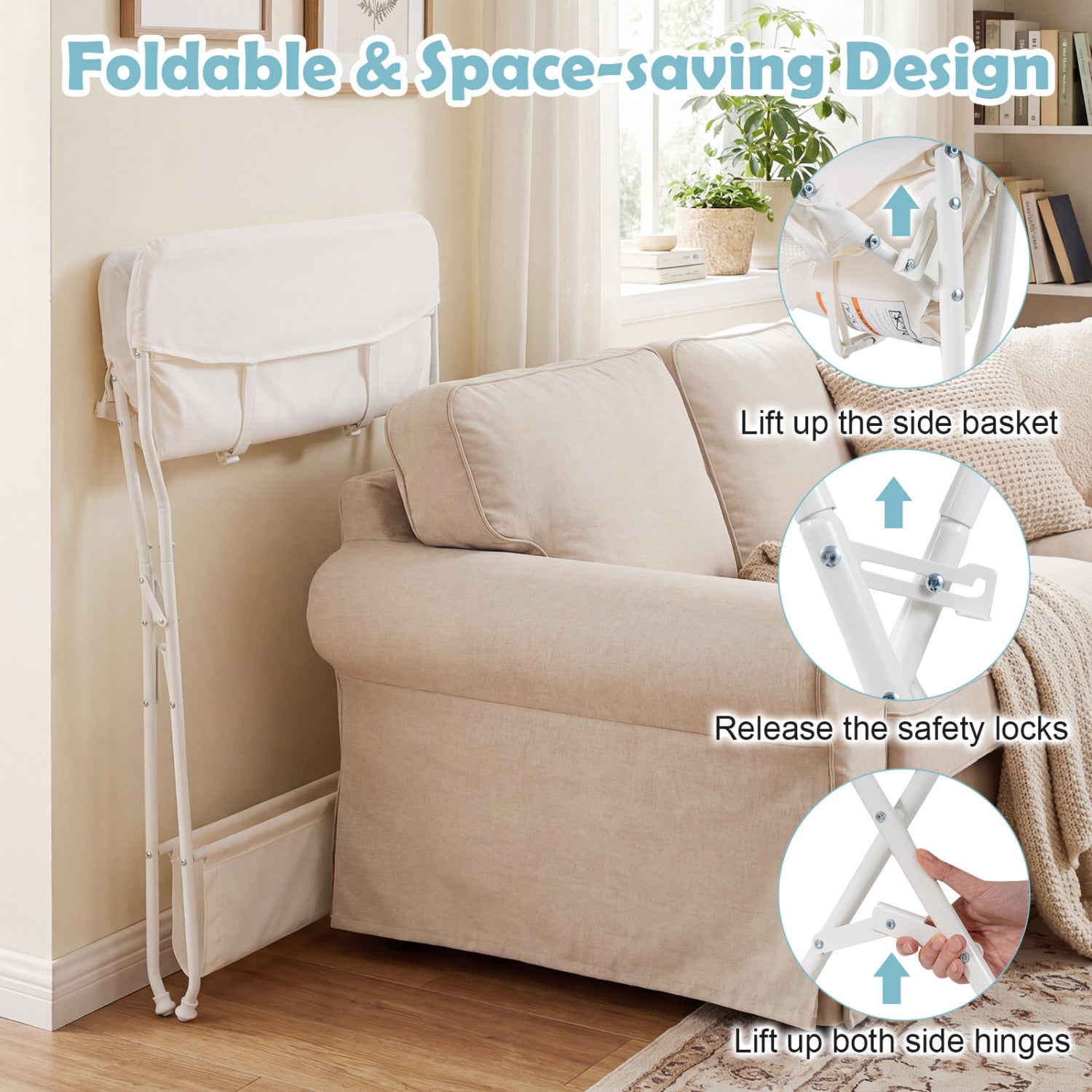 Portable Baby Change Table, Folding Nursery Organizer, Beige Changing Tables at Gallery Canada