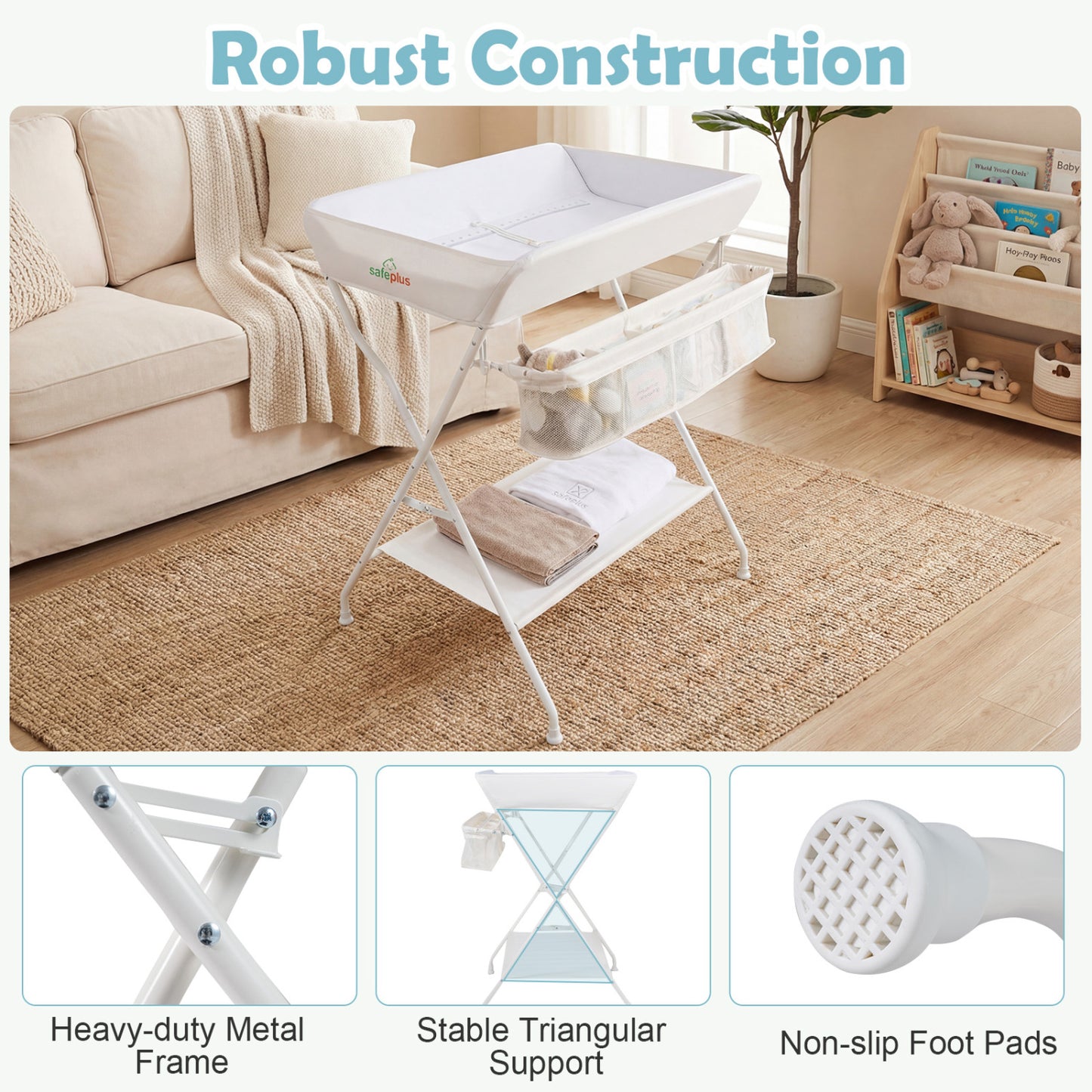 Portable Baby Change Table, Folding Nursery Organizer, Beige Changing Tables at Gallery Canada