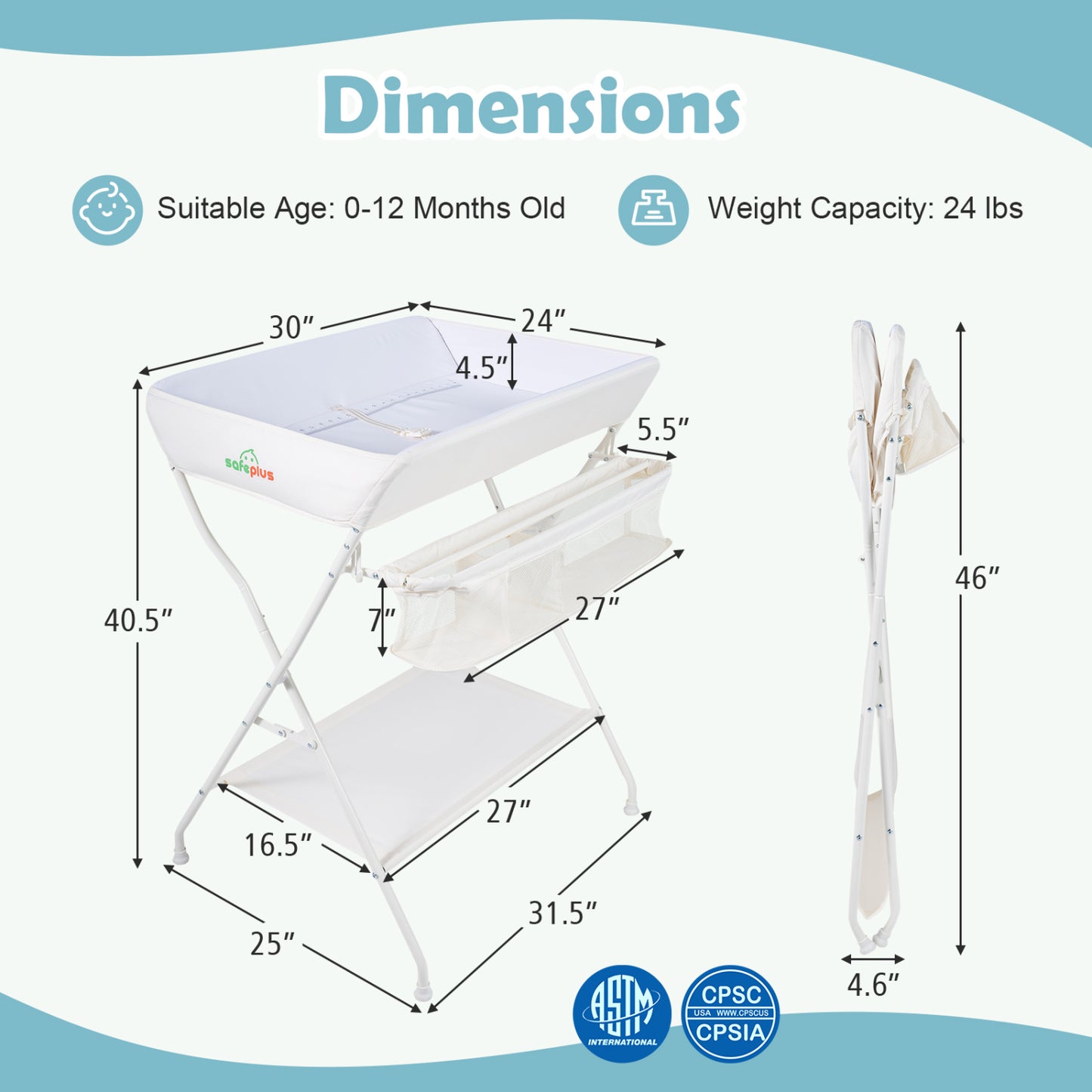 Portable Baby Change Table, Folding Nursery Organizer, Beige Changing Tables at Gallery Canada