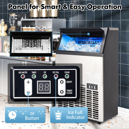 Machine à glaçons commerciale portative intégrée en acier inoxydable, noire