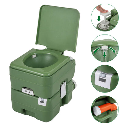 Portable Camping Toilet, 22 L Detachable Waste Tank, Green