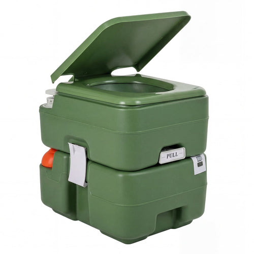 Portable Camping Toilet, 22 L Detachable Waste Tank, Green